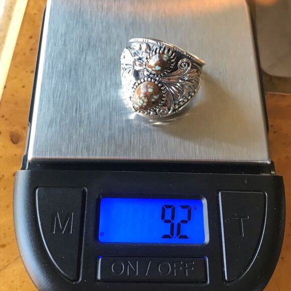 Natural Turquoise Sterling Silver Eagle Ring Size 6 - Picture 4 of 10